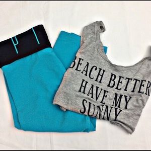 PINK Victoria’s Secret teal yoga capris